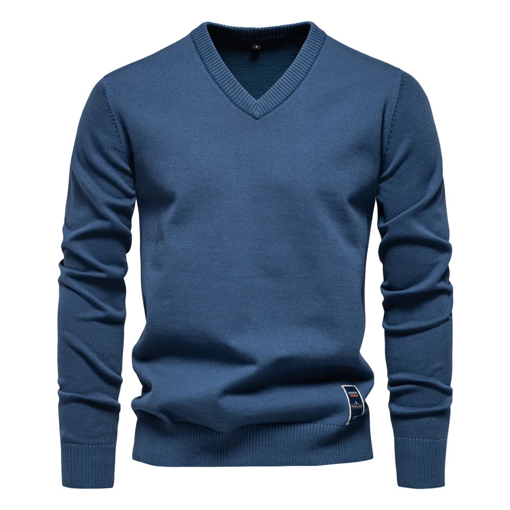 MARINO™ | Maglione Uomo a V Invernale Monocolore