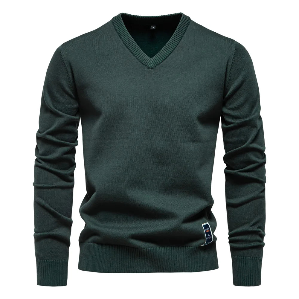 MARINO™ | Maglione Uomo a V Invernale Monocolore